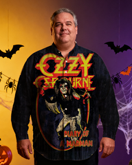 Big&Tall Men's Halloween Rock Music Nostalgic Anime Full Printing Long Sleeve Shirt