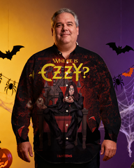 Big&Tall Men's Halloween Rock Music Full Printing Long Sleeve Shirt