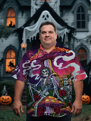 Men's Skull Smoking Costume Funny Printing Short Sleeve Shirt