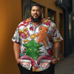 Men's Christmas party printed Plus Size Short Sleeve Shirt