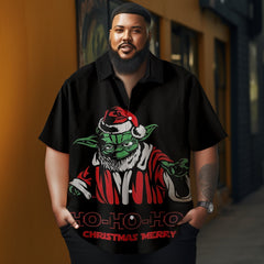 Men's Christmas monster printed Plus Size Short Sleeve Shirt