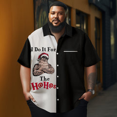 Men's Christmas Cartoon printed Plus Size Short Sleeve Shirt