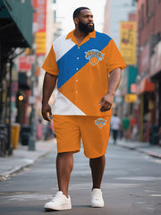 Men's Plus Size Hawaiian Surf & Sand Short Sleeve Shirt and Shorts