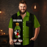 Men's Christmas Cartoon stripes printed Plus Size Short Sleeve Shirt