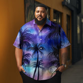 Coconut Summer Tropical Printed Casual Men's Plus Size Short Sleeve Shirt