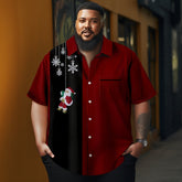 Men's Christmas Santa Claus strips printed Plus Size Short Sleeve Shirt
