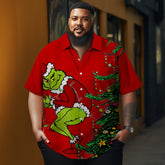 Men's Christmas monster printed Plus Size Short Sleeve Shirt