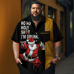 Men's Christmas Santa Claus printed Plus Size Short Sleeve Shirt