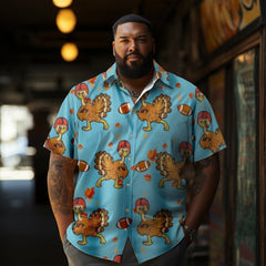Thanksgiving Funny Turkeys Men's Plus Size Short Sleeve Shirt