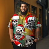 Men's Christmas party of skulls printed Plus Size Short Sleeve Shirt