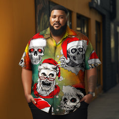 Men's Christmas party of skulls printed Plus Size Short Sleeve Shirt