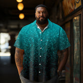 Gradient Color Printed Casual Men's Plus Size Short Sleeve Shirt