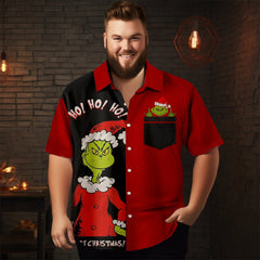 Men's Christmas monster printed Plus Size Short Sleeve Shirt