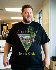 Black Breathable Plus-Size T-Shirt – Loose Flow Cotton Top with Trendy Summer Print