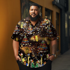 Men's Christmas carnival printed Plus Size Short Sleeve Shirt