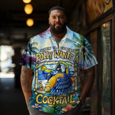 Comfortable Hawaiian Parrot Letter Printed Men's Plus Size Short Sleeve Shirt