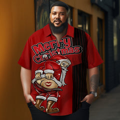 Men's Christmas Santa Claus printed Plus Size Short Sleeve Shirt