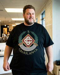 Summer Black Casual Short-Sleeve Printed T-Shirt (100% Breathable Cotton, Plus Size