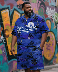 Men's Oversized Island Sport Coastal Tee and Shorts Combo