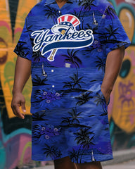 Big & Tall Hawaiian Athletic Sea Breeze Shirt and Shorts Outfit