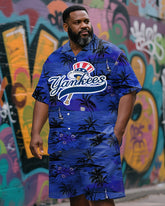 Big & Tall Hawaiian Athletic Sea Breeze Shirt and Shorts Outfit