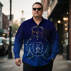 Men's Classic Nostalgic Anime Star Line Costume Printing Long Sleeve Shirt