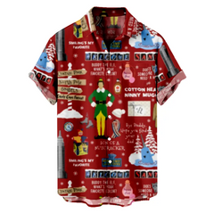 Thanksgiving Vacation Retro Style Elements Hawaiian Men's Plus Size Short Sleeve Shirt