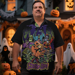 Men's Halloween Scary Doo Nostalgic Anime Full Printing Short Sleeve Shirt