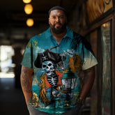 Fashion Hawaiian Pirate Skull Printed Men's Plus Size Short Sleeve Shirt