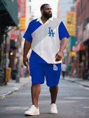 Large Size Men's Hawaiian Surf Sport Tee and Shorts Set