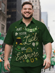 Husky Men's Understated St. Patrick's Day Art Short Sleeve Shirt and Shorts