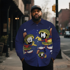 Men's Retro Nostalgic Anime Star Costume Printing Long Sleeve Shirt