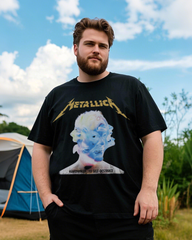 Men's Black Oversized T-Shirt – Lightweight Summer Graphic Tee, Breathable Cotton Loose Fit (Plus Size)