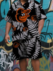 Men's Wide-Cut Island Sea Sportswear Shorts Ensemble