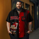 Men's Christmas Santa Claus strips printed Plus Size Short Sleeve Shirt