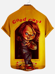 Halloween Horror Movie Character Print Men's Short Sleeve Shirt