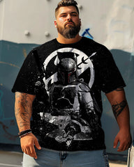 Classic Space Wars Ruins With Masked Samurai Men Plus Size Short Sleeve T-shirt