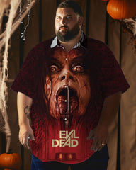 Evil Scary Halloween Element Horror Men Plus Size Short Sleeve Shirt