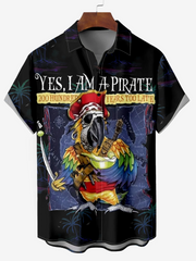 Comfortable Hawaiian Pirate Printed Men's Plus Size Short Sleeve Shirt