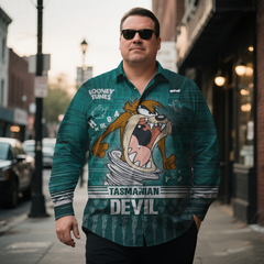 Men's Retro Nostalgic Anime Devil Costume Printing Long Sleeve Shirt