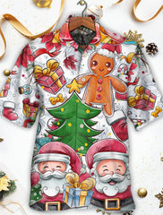 Men's Christmas party printed Plus Size Short Sleeve Shirt