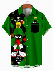 Men's Christmas Cartoon printed Plus Size Short Sleeve Shirt