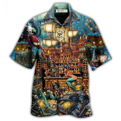 Skull Pirate Treasure Night On The Sea Style Men's Plus Size Short Sleeve Shirt