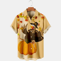Thanksgiving turkey with pumpkin Men's Plus Size Short Sleeve Shirt