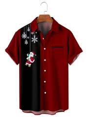 Men's Christmas Santa Claus strips printed Plus Size Short Sleeve Shirt