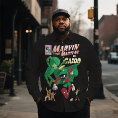 Men's Vintage Nostalgic Anime Fight Costume Printing Long Sleeve Shirt