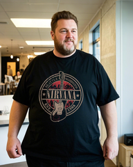 Black Breathable Plus-Size T-Shirt – Loose Flow Cotton Top with Trendy Summer Print