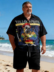 Men's Plus-Size Hawaiian Floral Short Sleeve Shirt with Pocket