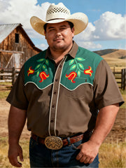 Men's Cowboy Memorial Printed Plus Size Short Sleeve Shirt