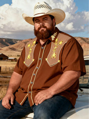 Men's Be a Good Cowboy Print Plus Size Short Sleeve Shirt